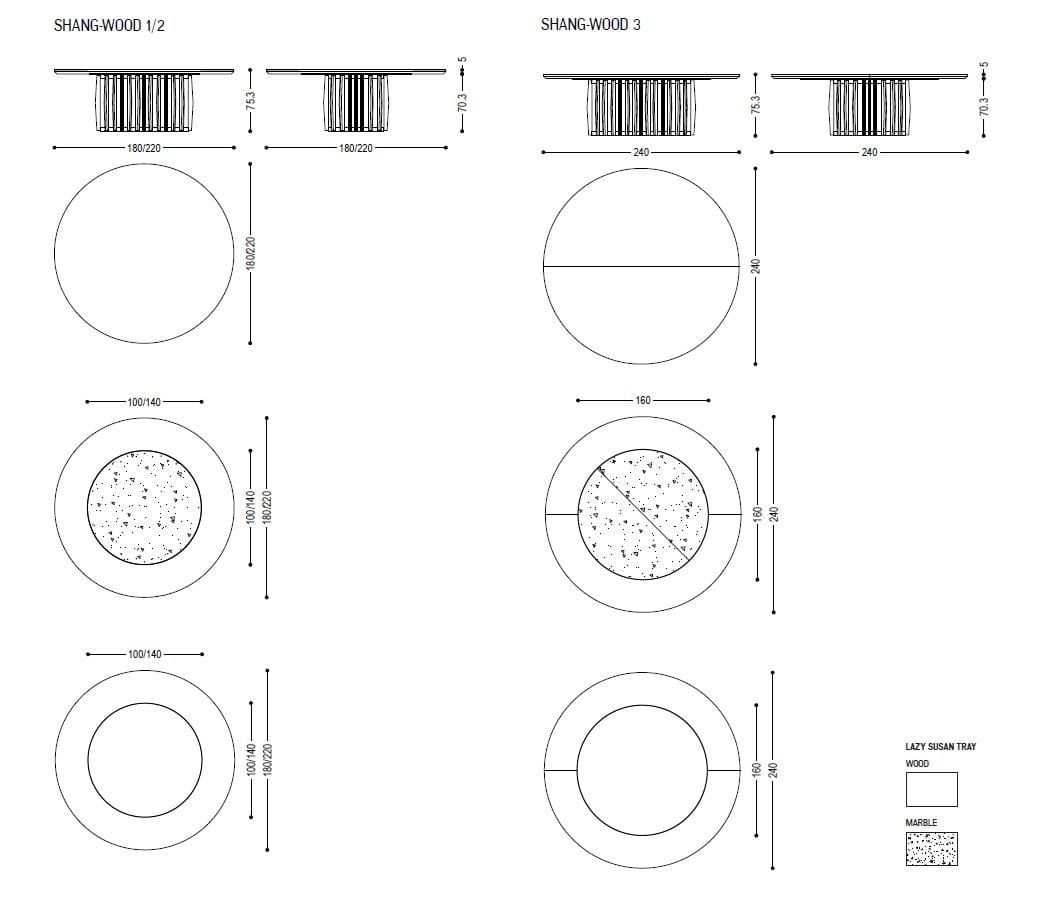 Круглый стол из массива дерева с Lazy Susan Riva 1920 SHANG WOOD ARCH-00093422 - Вид №1