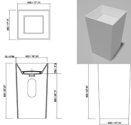 46685 Напольная раковина стоящая квадратная Dimasi  - Вид №1