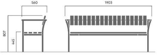 VESTRE Скамья из стали и дерева со спинкой Parc sun-id-1460290 - Вид №6
