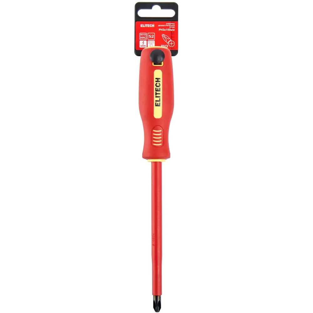 Отвертка крестовая диэлектрическая Elitech PH3x150 мм с магнитным наконечником 89407157 STLM-1564805 - Вид №5