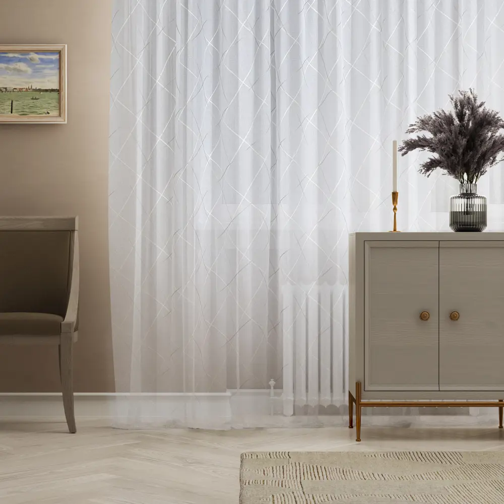 Тюль на ленте Ромб 300x260 см орнамент цвет экрю 88014265 STLM-2067927 Santreyd  - Вид №8
