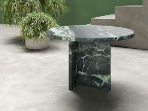 Низкий круглый журнальный столик из зеленого мрамора Сен-Дени