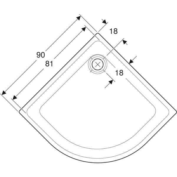 Угловой нескользящий поддон для душа Geberit 45 ARCH-00142287 - Вид №2