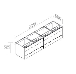 C525M4L50.101RV Тумба подвесная с 4 выдвижными ящиками 50 см A. e T. Italia TRACE Белый матовый - Дуб Италия AeT ITALIA - Вид №1