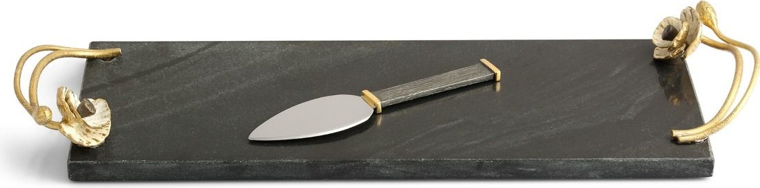 10642288 Michael Aram Доска для сыра с ножом Michael Aram Анемоны 44х15см, мрамор Мрамор 