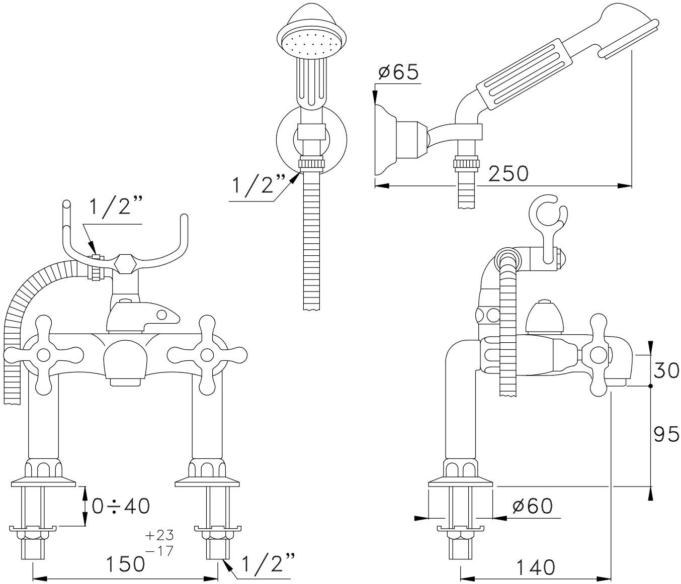 RUBINETTERIE STELLA Смеситель для ванны / смесителя для душа Roma sun-id-1350961 - Вид №1
