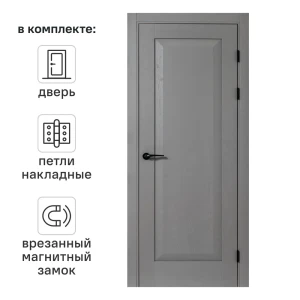 Дверь межкомнатная глухая Альпика 80x200 см полипропилен цвет графит вуд с замком и петлями 88914880 STLM-2170933