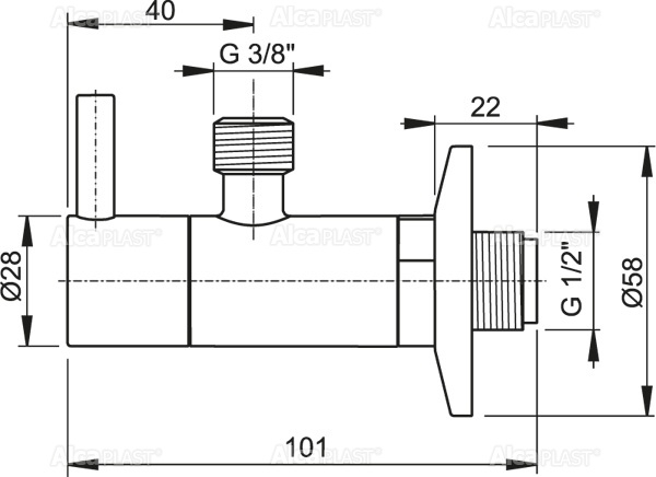 Угловой вентиль с фильтром 1/2"×3/8", круглый ALCAPLAST ARV001 - Вид №1