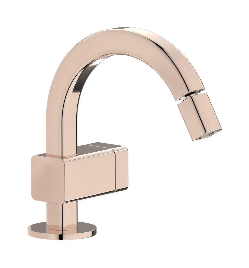 Прогрессивный смеситель для биде на 1 отверстие в комплекте с донным клапаном. WE ARE IB eo220rs_1 Rose Gold Elio