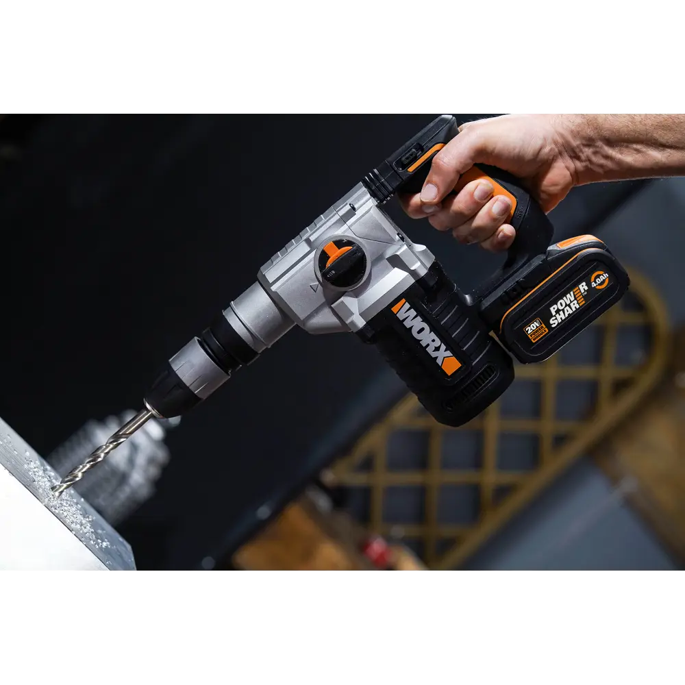 Перфоратор аккумуляторный SDS-plus Worx WX392, 20 В Li-ion 2x4 Ач, 2.2 Дж 82342466 STLM-2159529  - Вид №9