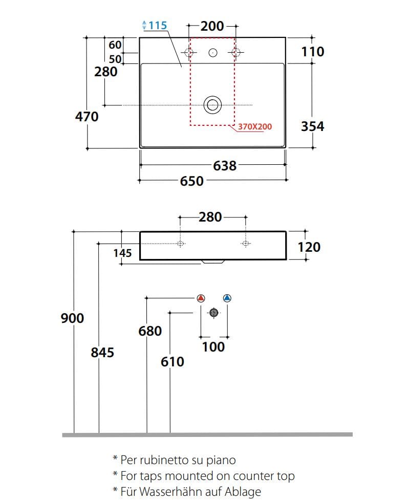 Керамическая прямоугольная раковина Ceramica Globo плиты ARCH-00096464 - Вид №2