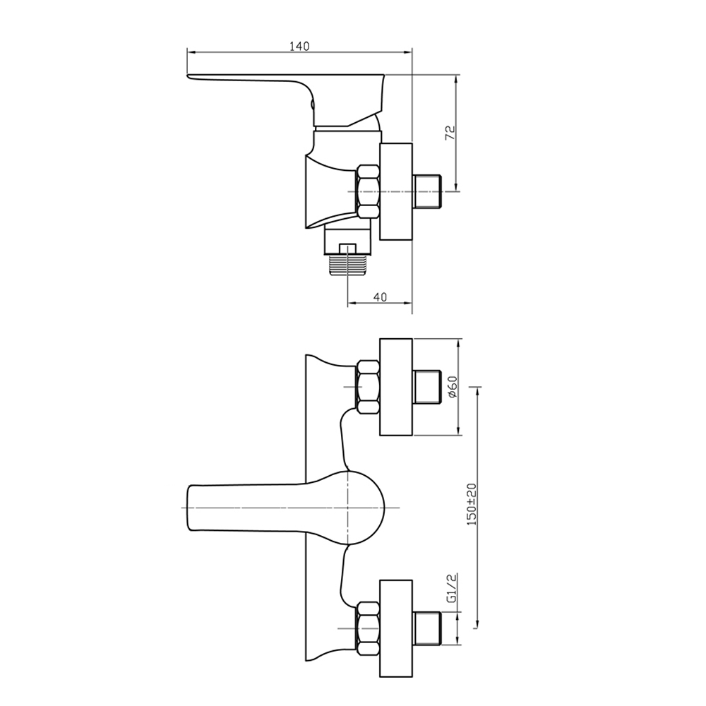 R0030 Смеситель для душа однорычажный Raiber  - Вид №1