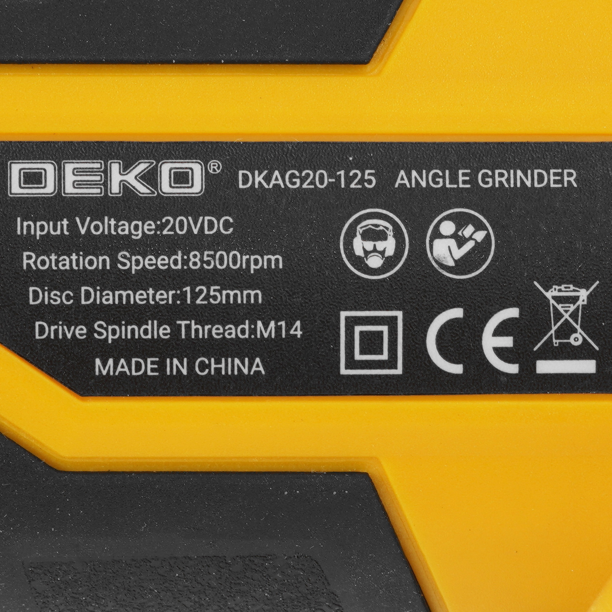 Углошлифовальная машина (УШМ) DEKO DKAG20-125 MAX 20V 5407852 STDN-0053292 - Вид №4