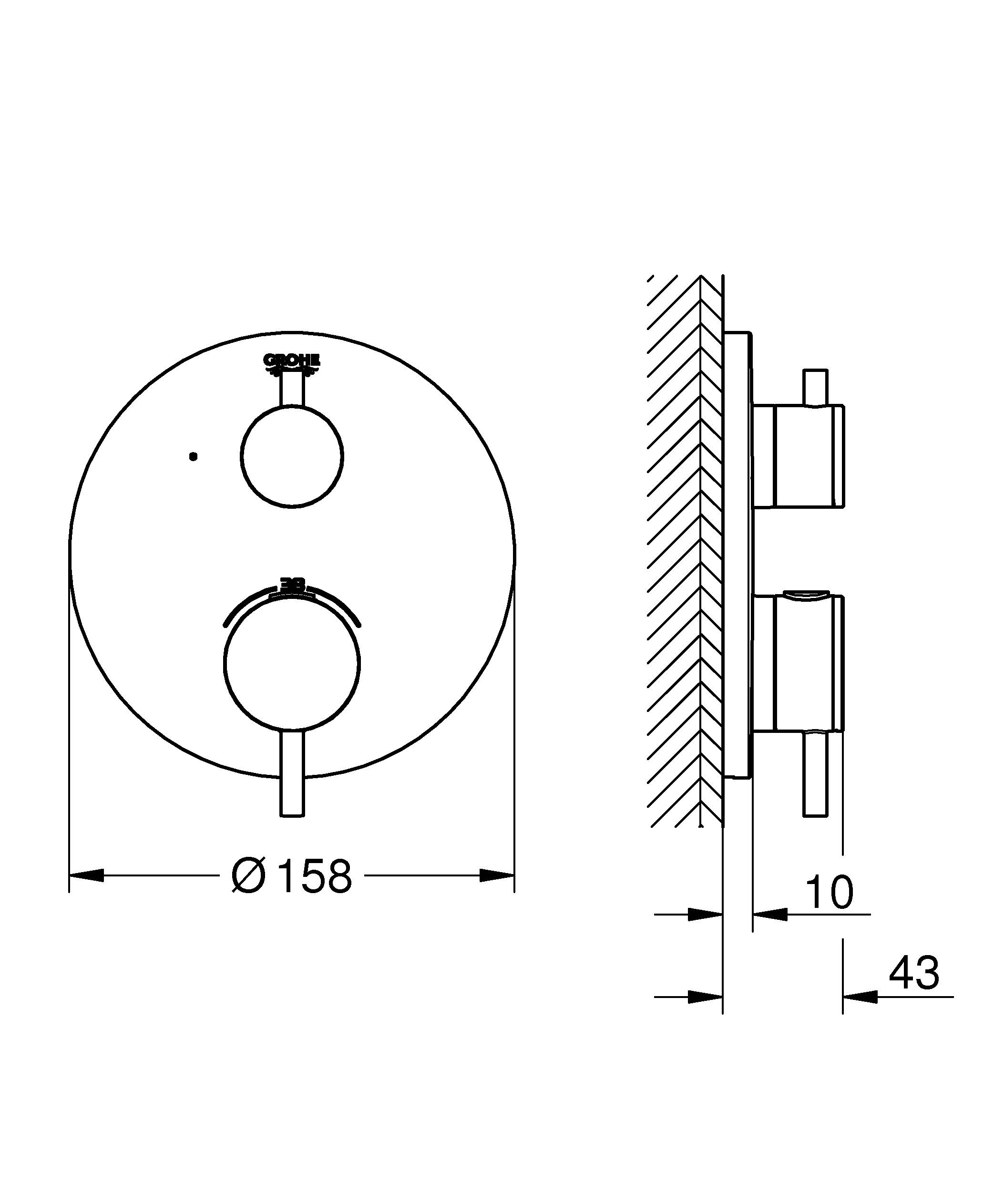 Внешняя часть термостатического смесителя для душа GROHE Atrio, хром (24134003) - Вид №3