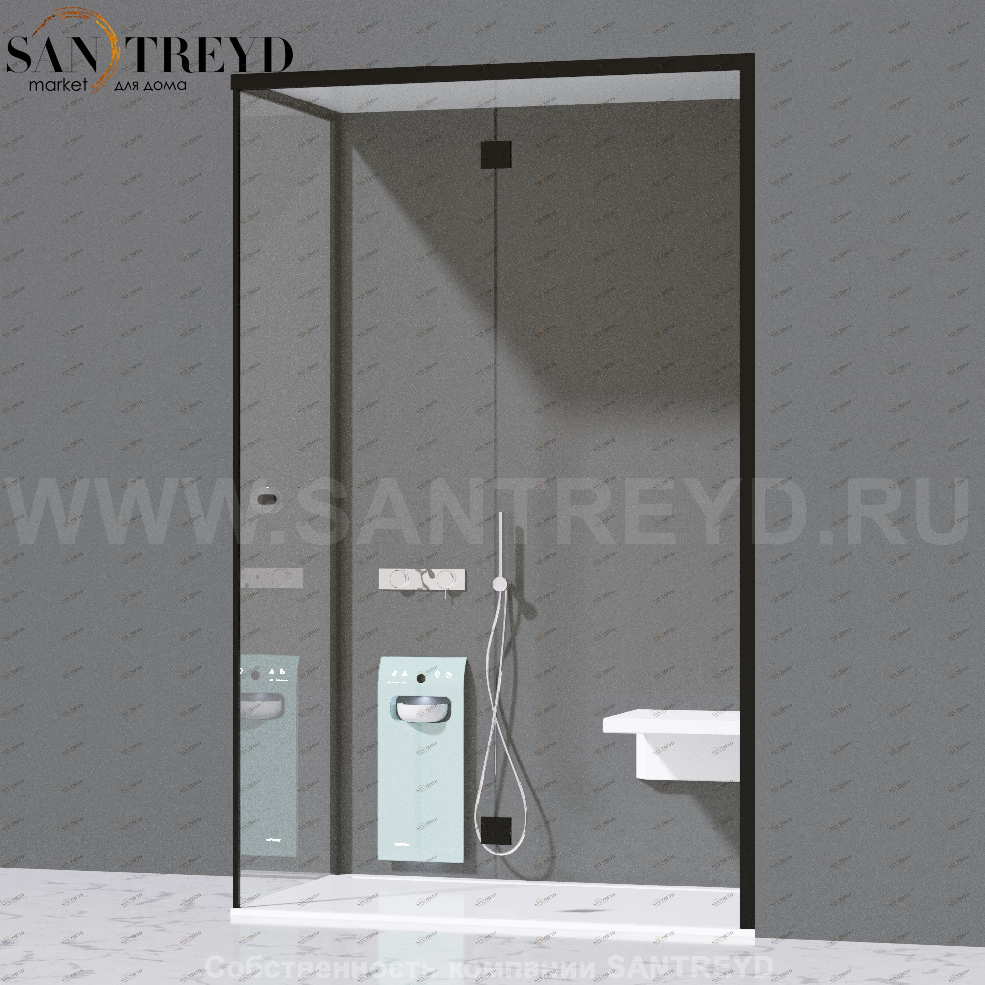 Effegibi FITBOX B Душевая кабина с профилем из черного алюминия. Установка: в правый угол. Размеры: длина 139 см, Дверные петли на стекле FB10020008