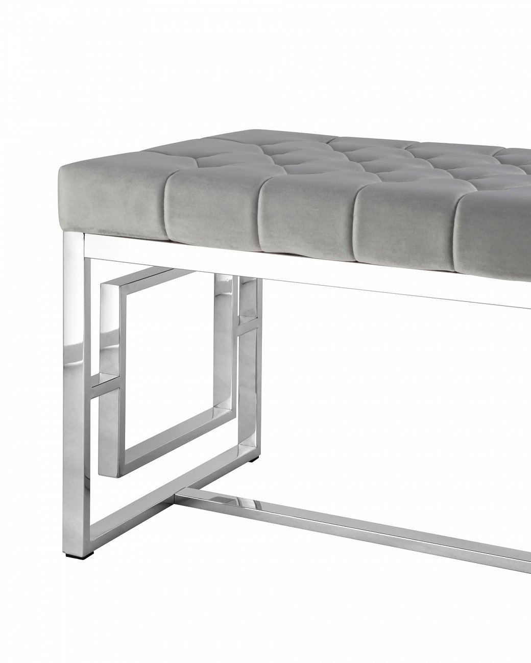 Банкетка-скамейка прямоугольная серая с серебром "Бруклин" STOOL GROUP ДИЗАЙНЕРСКИЕ 00-3881880 Серебро;серый  - Вид №1