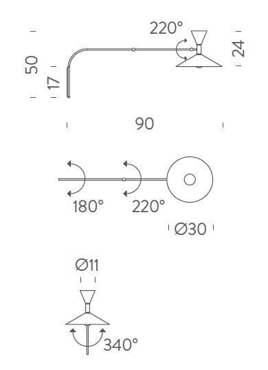 Регулируемая алюминиевая настенная лампа In Stock Nemo ARCH-00095978 - Вид №3