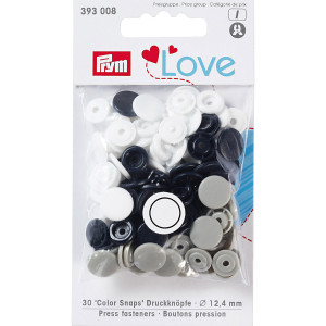 393008 Кнопка PL Color Snaps пластик d 12.4 мм 30 шт. серые/белые/темн.синие PRYM Prym Love