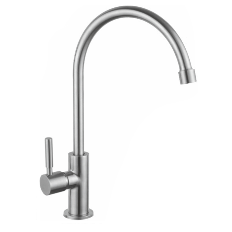 Водоразборный кран (МОНО) д/кухни MELANA-F6113 нерж.сталь, однорычажный, сатин  - Вид №2