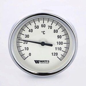 Термометр биметаллический F+R801 80 мм 120° WATTS с погружной гильзой 75 мм