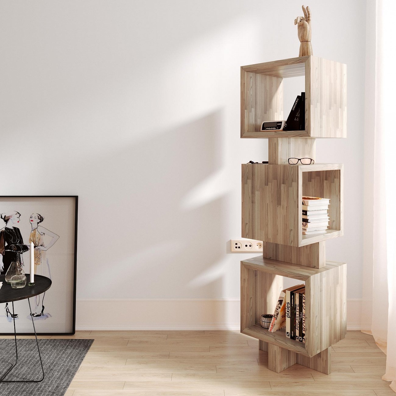 Стеллаж деревянный открытый 174х48 см бежевый EcoComb-1 BRAGIN DESIGN ECOCOMB 00-3862402 Бежевый  - Вид №2