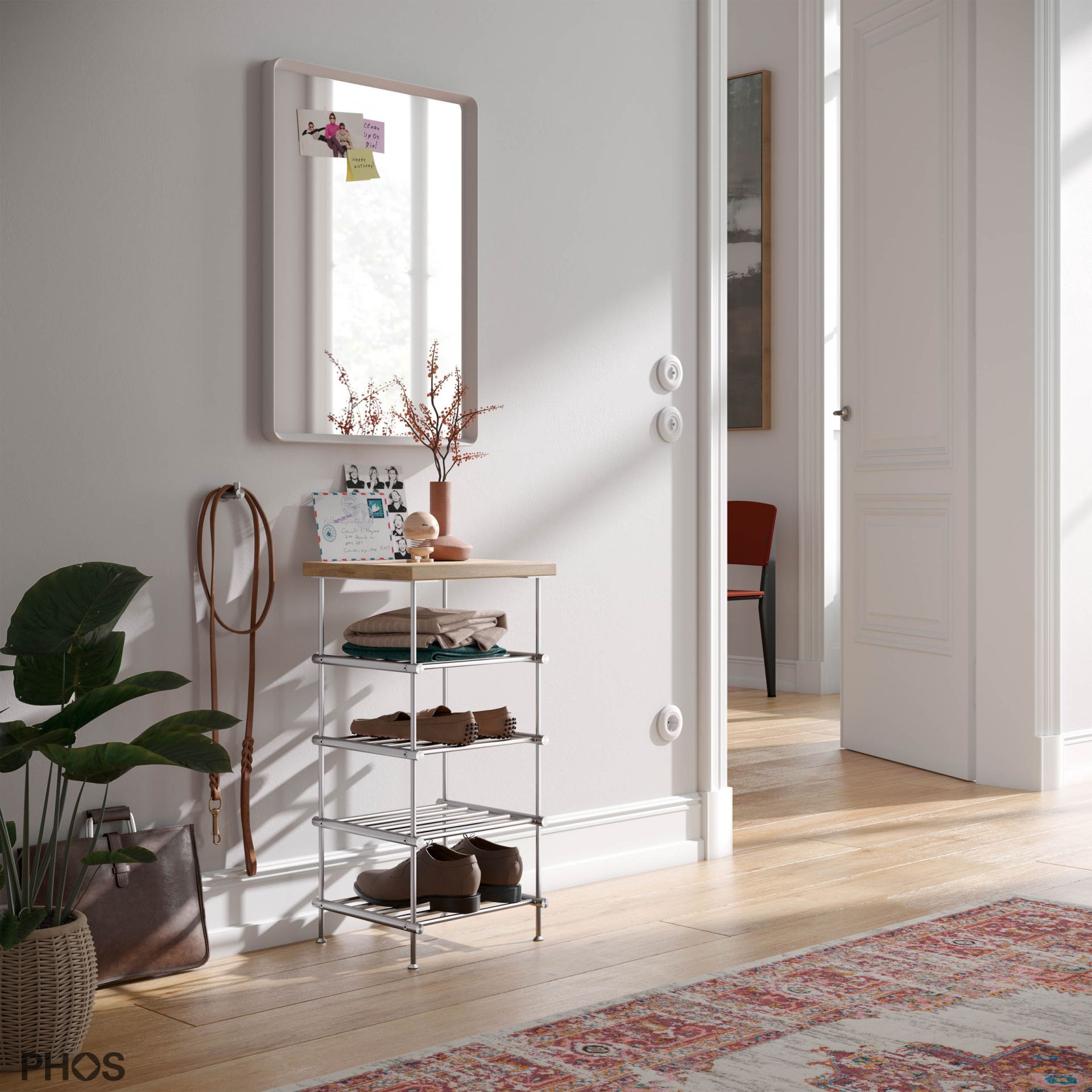 SBS300-4-Eiche Сервант узкий и высокий, 1 поле, 4 уровня, ширина 35 см. PHOS  - Вид №1