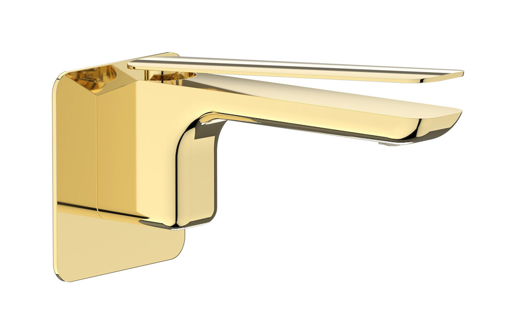 Встроенный в стену смеситель для раковины на 1 отверстие в комплекте с донным клапаном WE ARE IB k2209ii Pale Gold K2