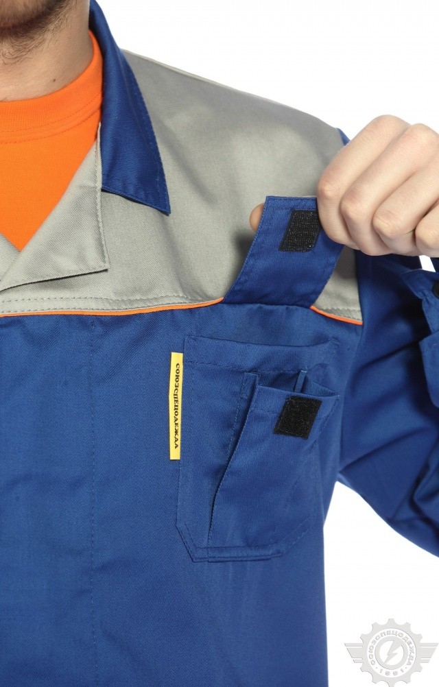 65770 Халат "Профессионал" мужской василек-светло-серый  Одежда для обслуживающего персонала  размер 64-66/182-188 Спецодежда  - Вид №7