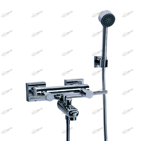 Смеситель для ванны с душевым гарнитуром ½“, настенный монтаж JOERGER Charleston Square 634.20.100.000