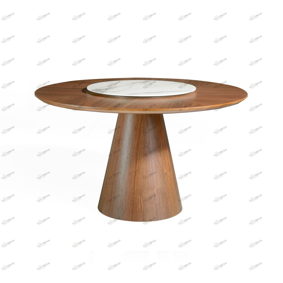 Обеденный стол круглый деревянный с мраморным Lazy Susan 135 см BRT1702-2 от Angel Cerda ANGEL CERDA  289045 Коричневый 