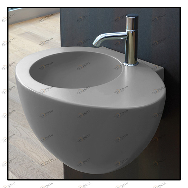 LGLSPM Подвесная раковина настенная овальная Ceramica Cielo  серая 