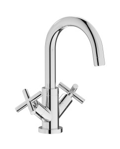 Смеситель для раковины на 1 отверстие с 2 ручками в комплекте с донным клапаном. WE ARE IB wo397bo Chrome WOW