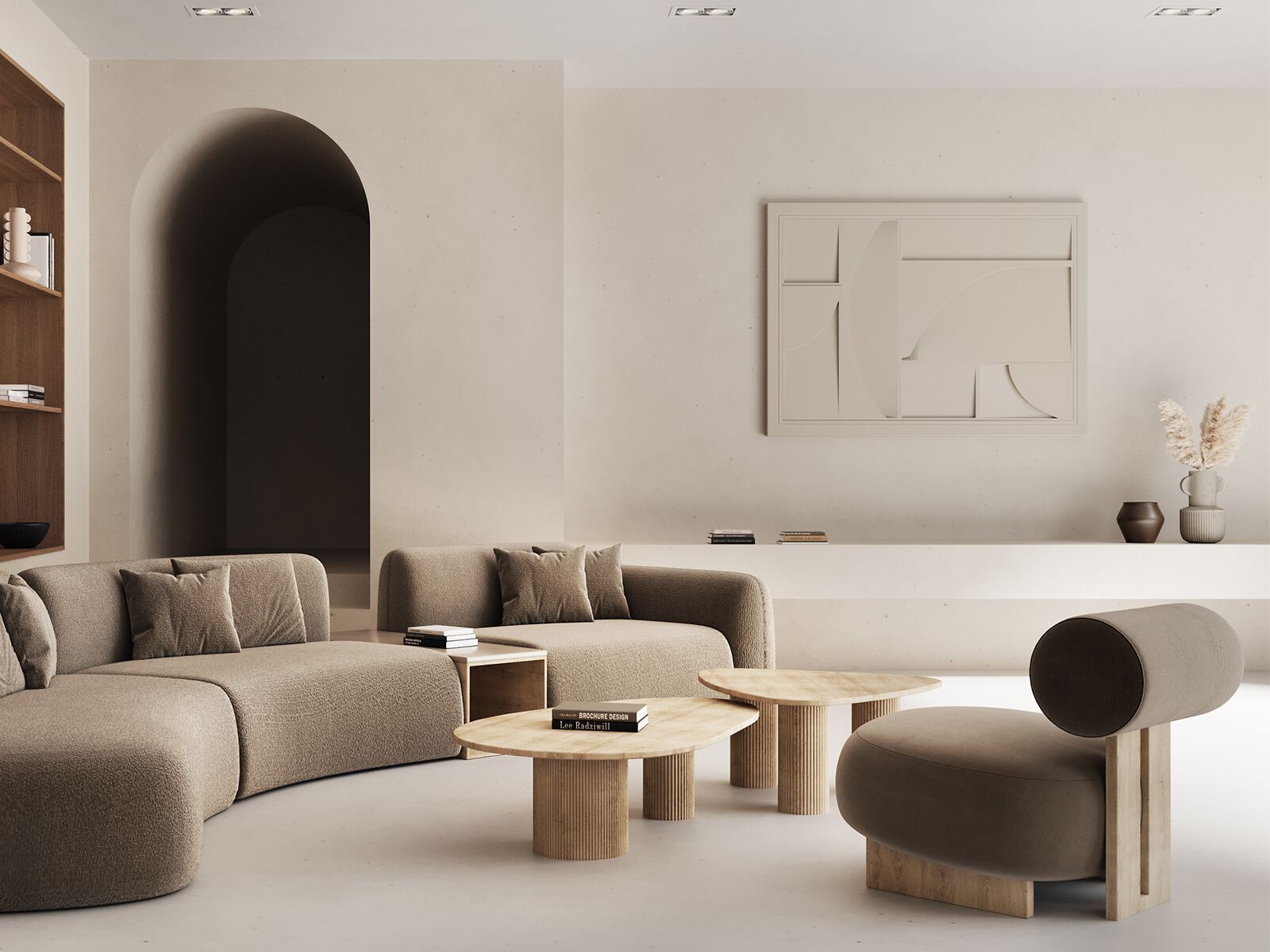 Журнальный столик из дерева и мрамора ANA ROQUE INTERIORS ARCH-00136417 - Вид №1