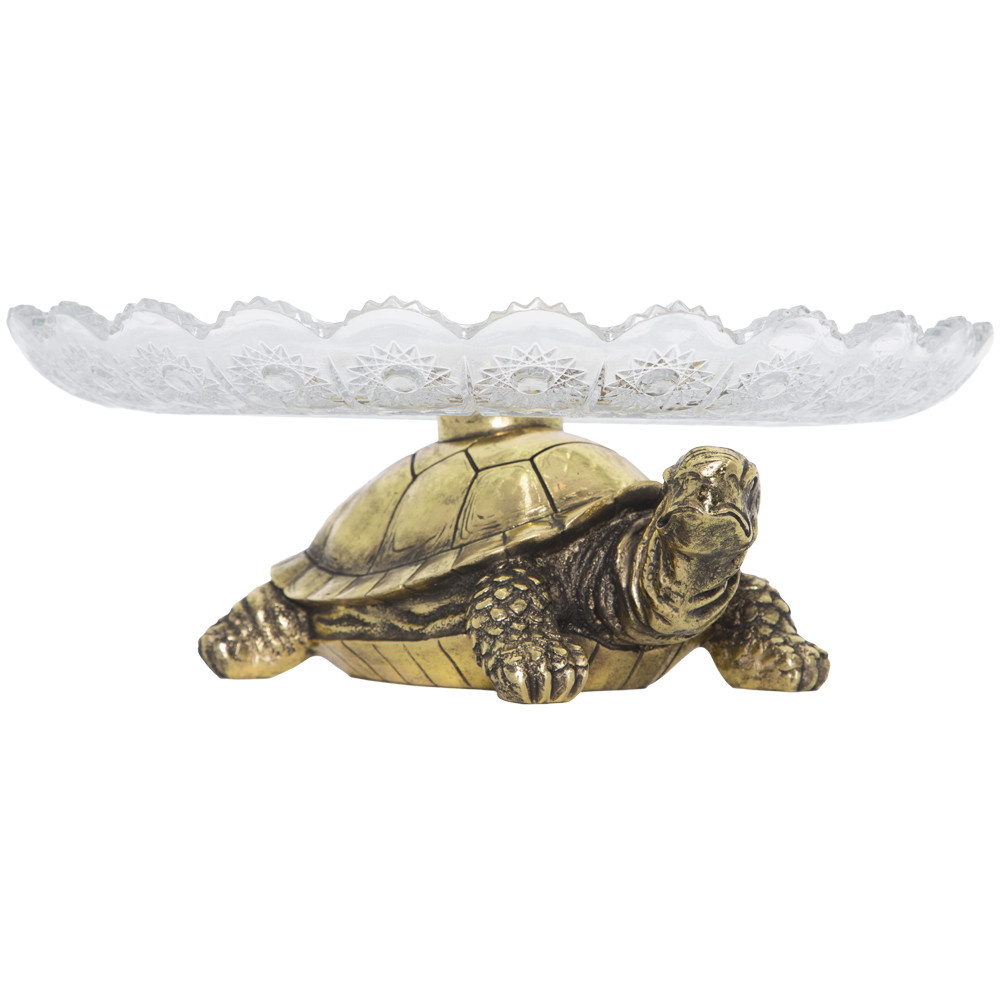 52096 BOGACHO Фруктовница-конфетница Черепаха - 7 Бронза мрамор / стекло 