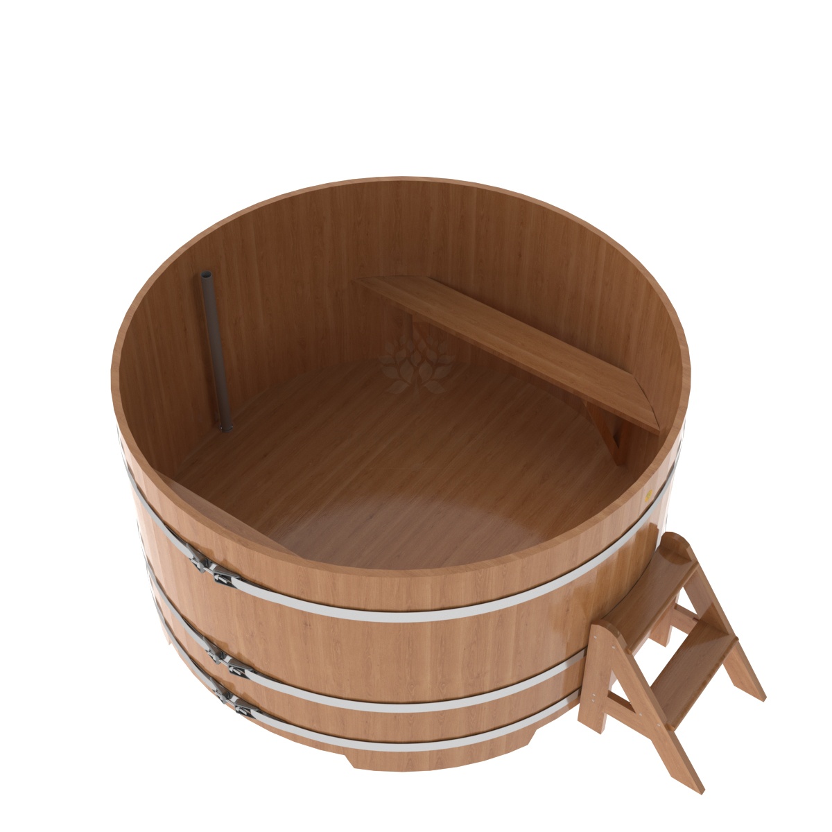 1335 Купель круглая из дуба d=1,80х1,0 натуральная Alyarus  - Вид №1