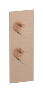 Комплект наружных частей термостата с дивертером на 3 потребителя - вертикальная прямоугольная панель с ручками Industria WE ARE IB eua711srnid1 Brushed Rose Gold Aqua