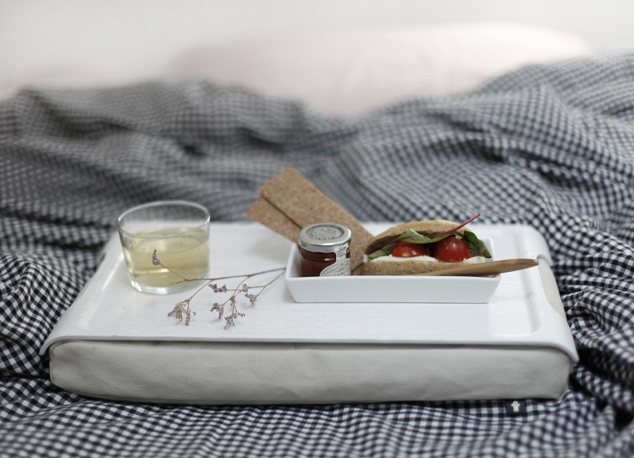 263183 Подставка с деревянным подносом laptray мини белая/кремовая Bosign  - Вид №3