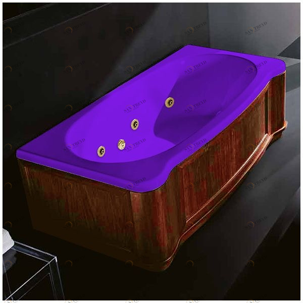 Ванна Gruppo treesse New Classic Young STD-V6747-DX-WO-FZ фиолетовая с золотой фурнитурой и гидромассажем прямоугольная правая деревянная панель орех STDV6747DXWOFZ