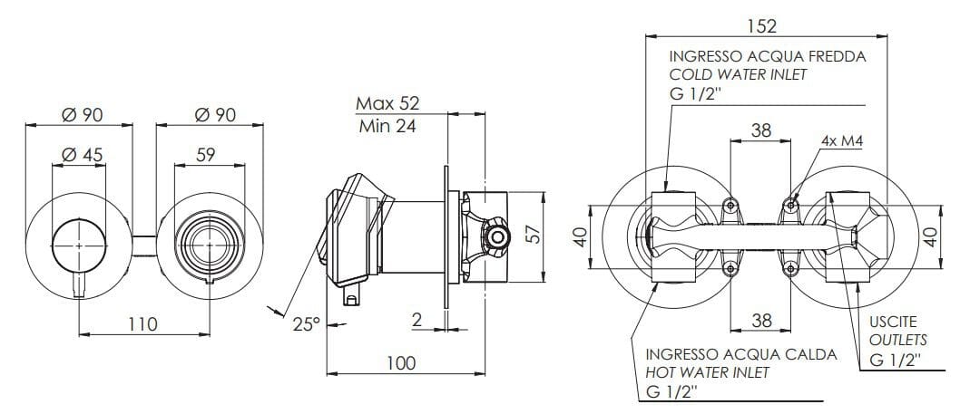 Однорычажный смеситель для душа с переключателем Remer Rubinetterie Element ARCH-00041722 - Вид №1