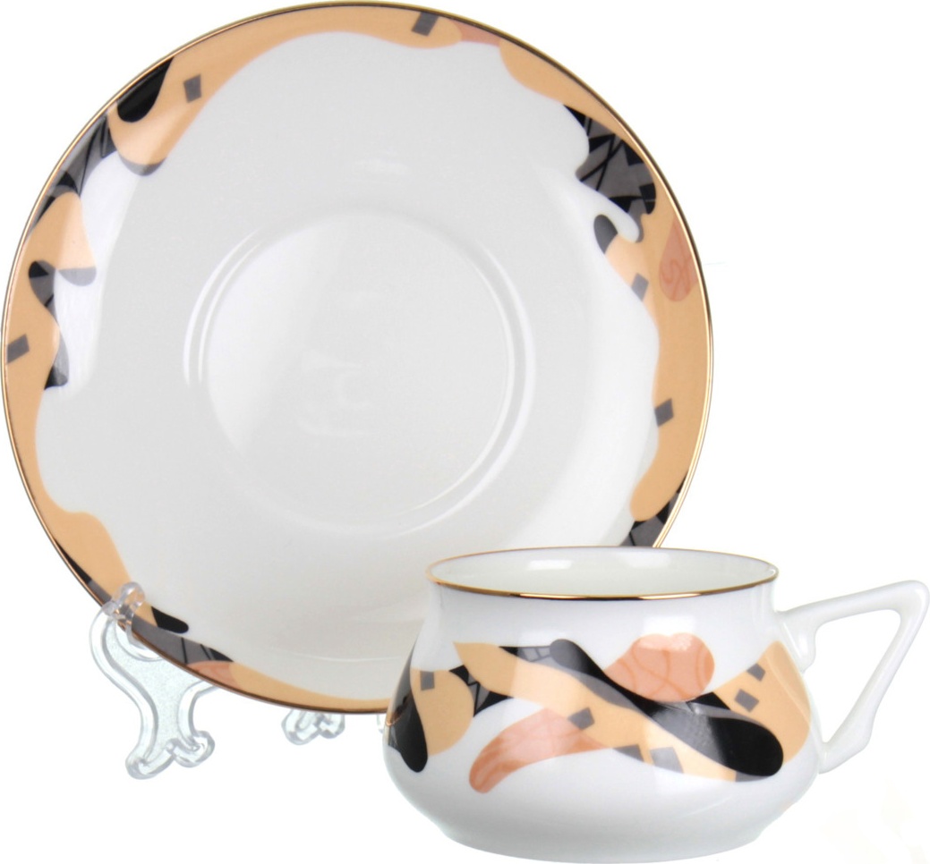 81331 Императорский фарфоровый завод Чашка с блюдцем "Карамель" "Билибина" Фарфор костяной 