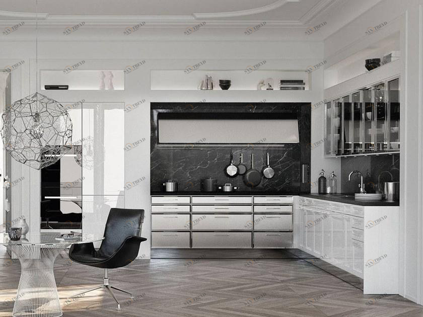 SieMatic Глянцевая лакированная и стальная кухня sun-id-1412806
