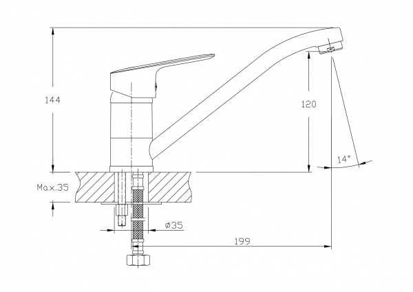 Смеситель для кухни Rush Crete CR3535-25 хром 11523114 - Вид №1