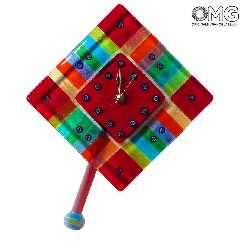 2403 ORIGINALMURANOGLASS Настенные часы с маятником Вневременные - муранское стекло 25 см  - Вид №1