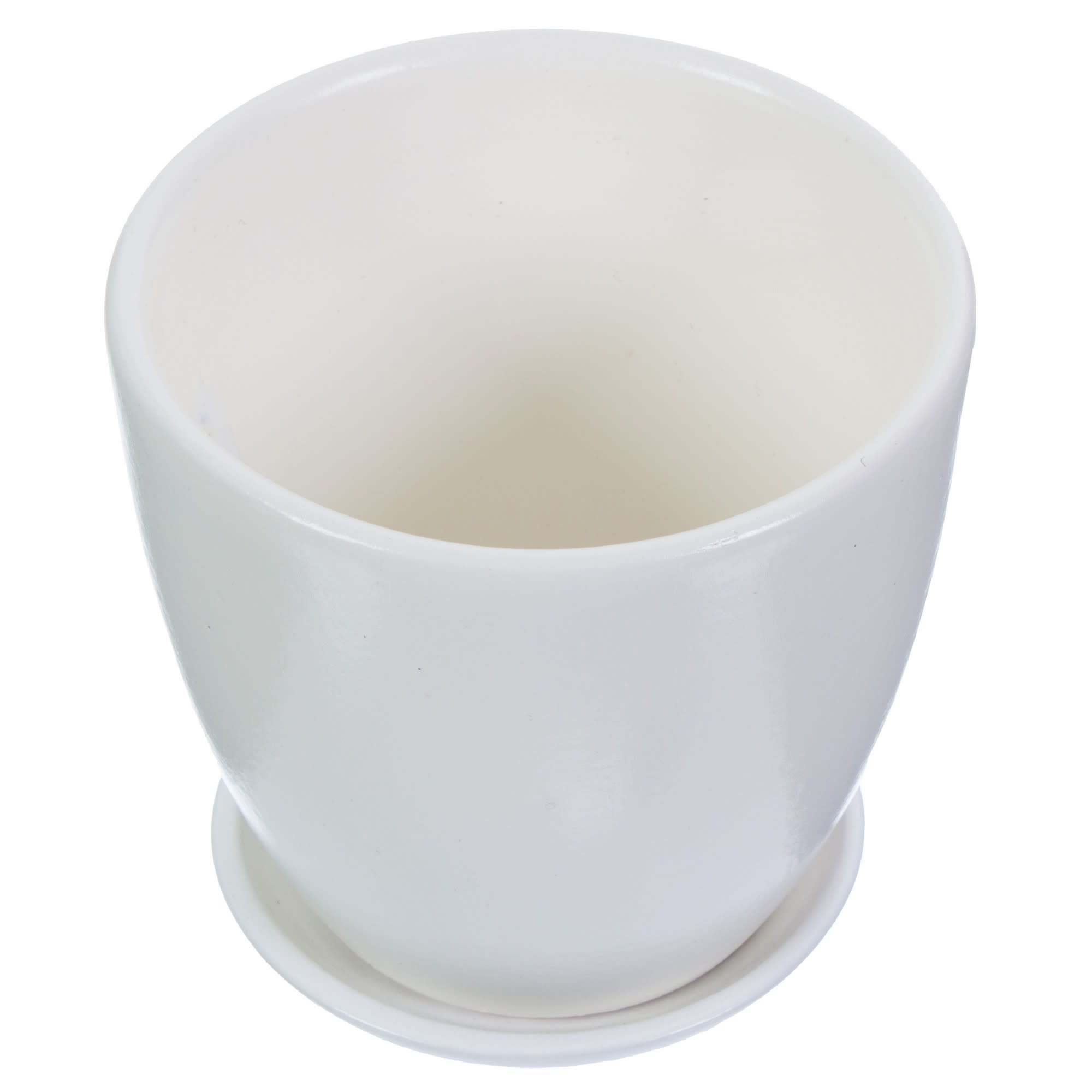 18875526 Горшок цветочный ø12 h11 см v0.8 л керамика белый Колор гейм Santreyd  - Вид №1