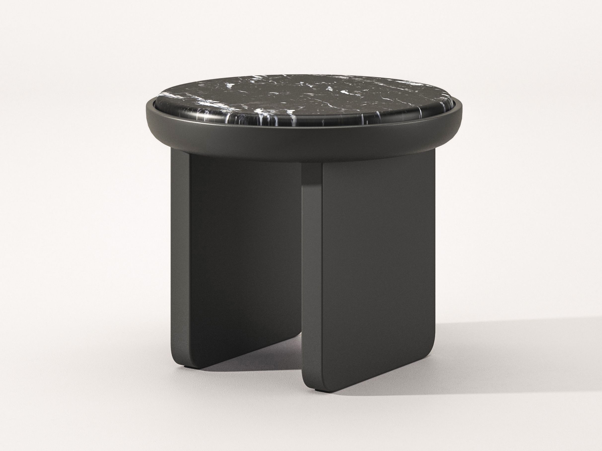 Круглый журнальный столик из черного мрамора Marquina Falsasquadra Водяные лилии ARCH-00046568 - Вид №1