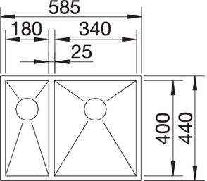 521612 Кухонная мойка Blanco Zerox 340/180-IF чаша справа  Blanco Zerox - Вид №2