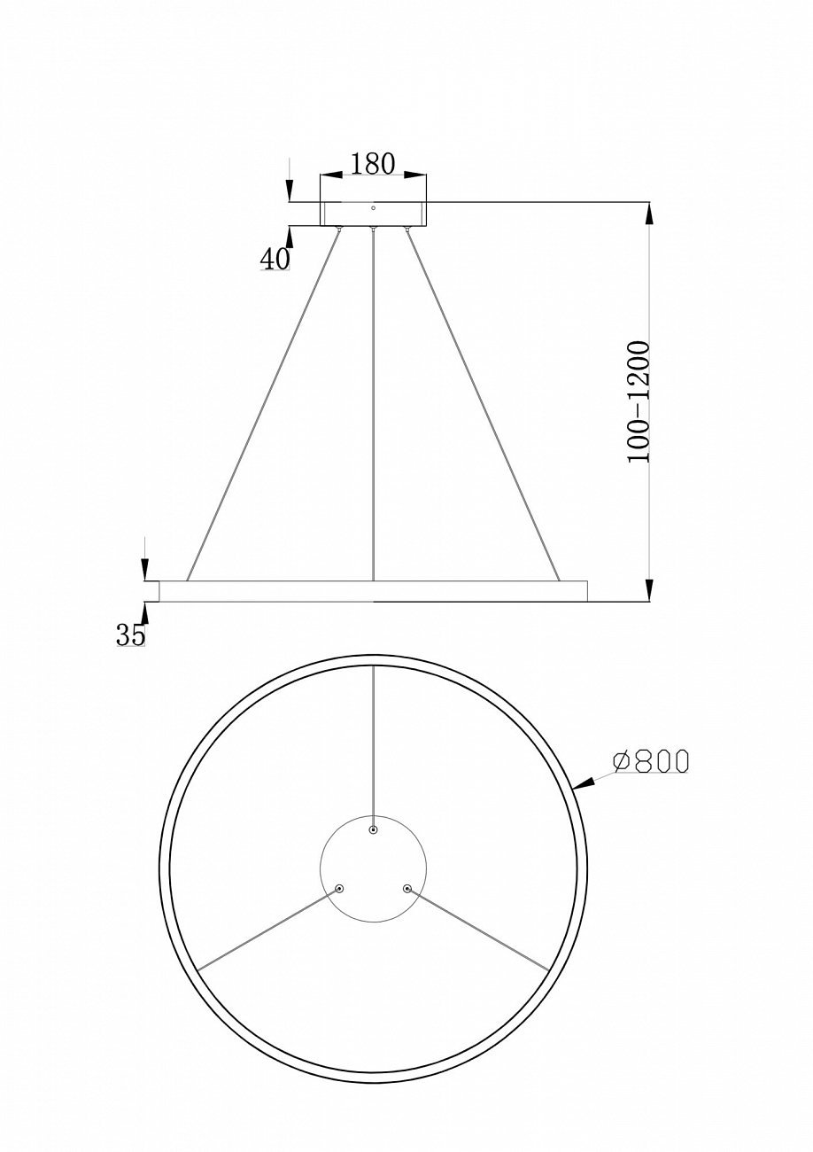 Светильник подвесной светодиодный с алюминиевым плафоном 80 см черный Rim MOD058PL-L42B4K TECHNICAL ДИЗАЙНЕРСКИЕ, TECHNICAL 00-3957050 Черный  - Вид №1