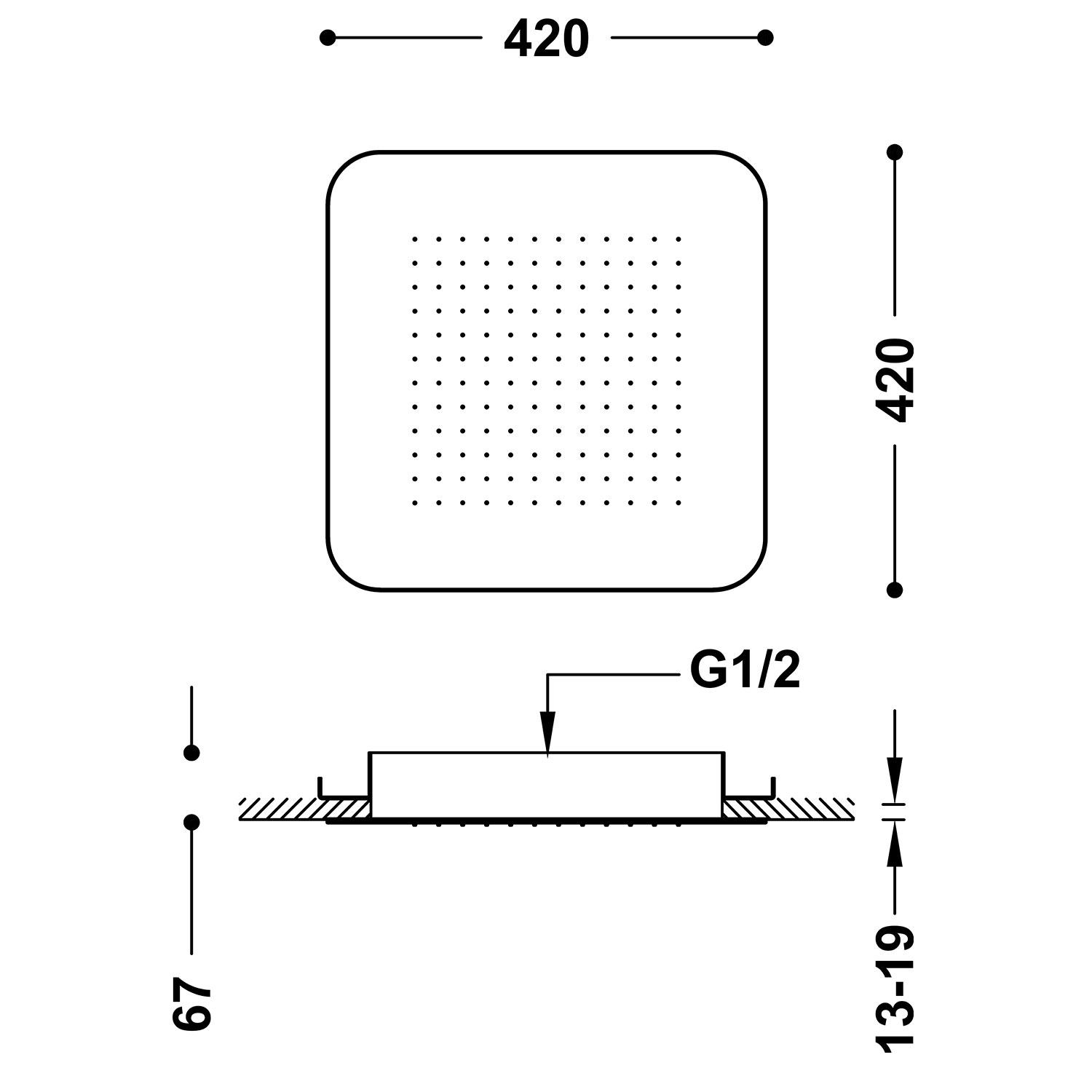 Скрытая потолочная насадка для душа-29951607 TRES Showers - Вид №1