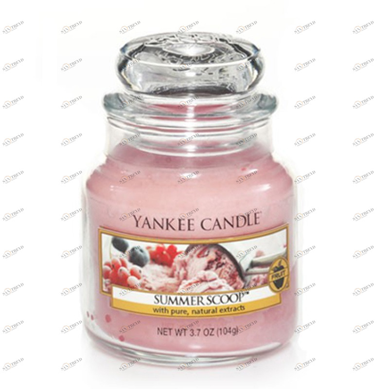 Свеча маленькая в стеклянной банке "Кусочек лета" Summer scoop 104гр 25-45 часов YANKEE CANDLE  267906 Розовый 
