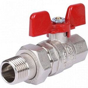 Кран шаровый STOUT ВН 1/2" с американкой бабочка красная